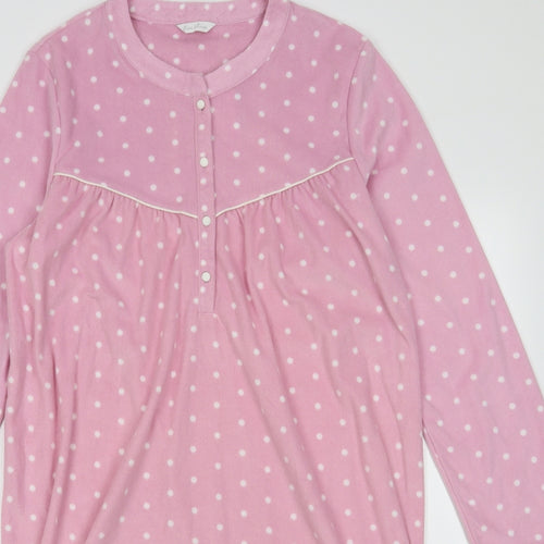 Marks and Spencer Womens Pink Polka Dot Polyester  Dress Size 12  Button