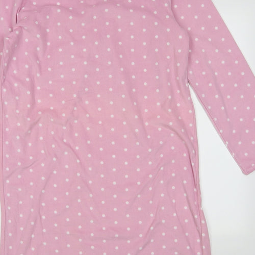 Marks and Spencer Womens Pink Polka Dot Polyester  Dress Size 12  Button