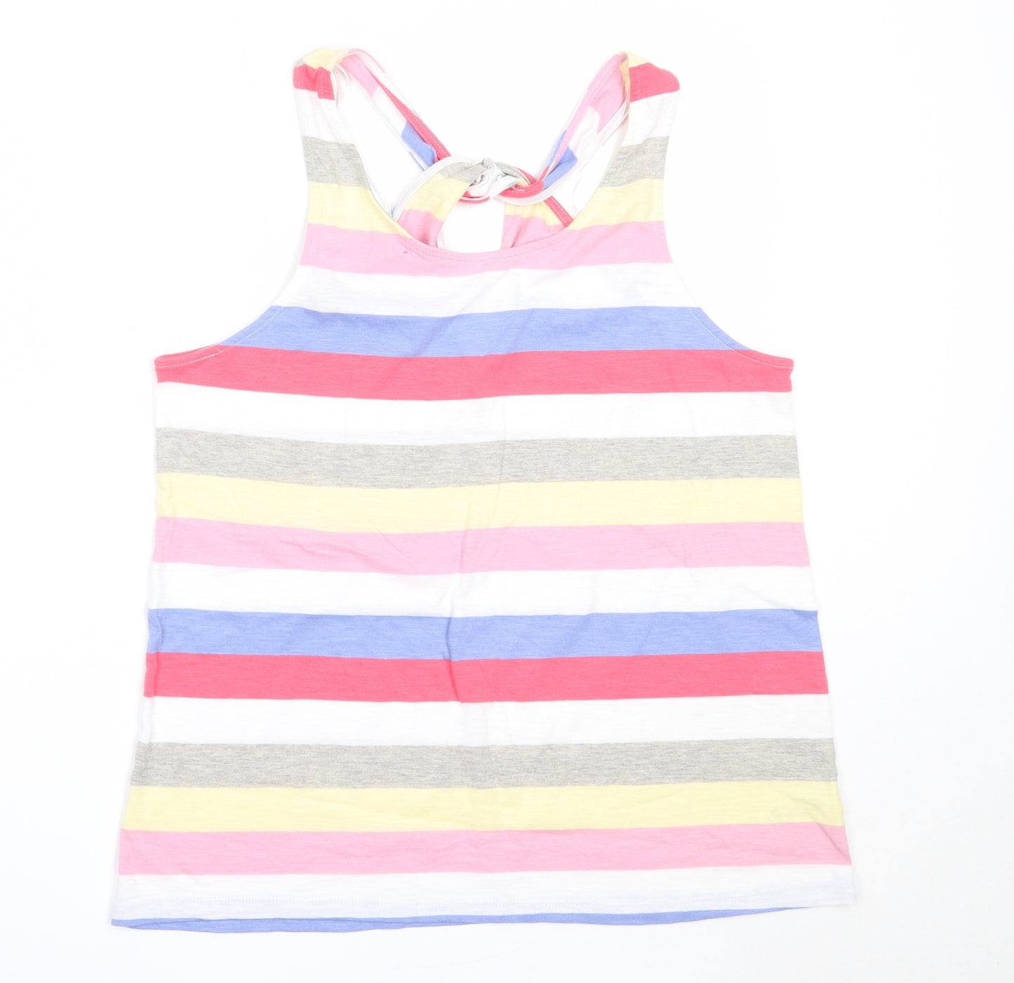 F&F Womens Multicoloured Striped Cotton Basic Tank Size 12 Round Neck