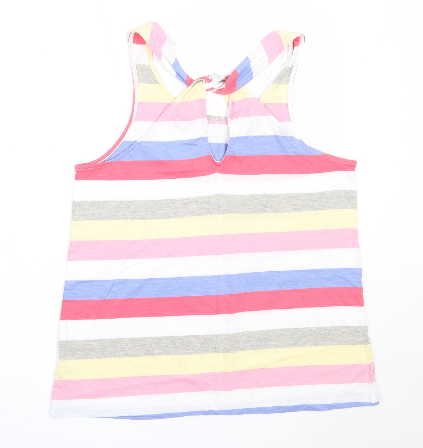 F&F Womens Multicoloured Striped Cotton Basic Tank Size 12 Round Neck