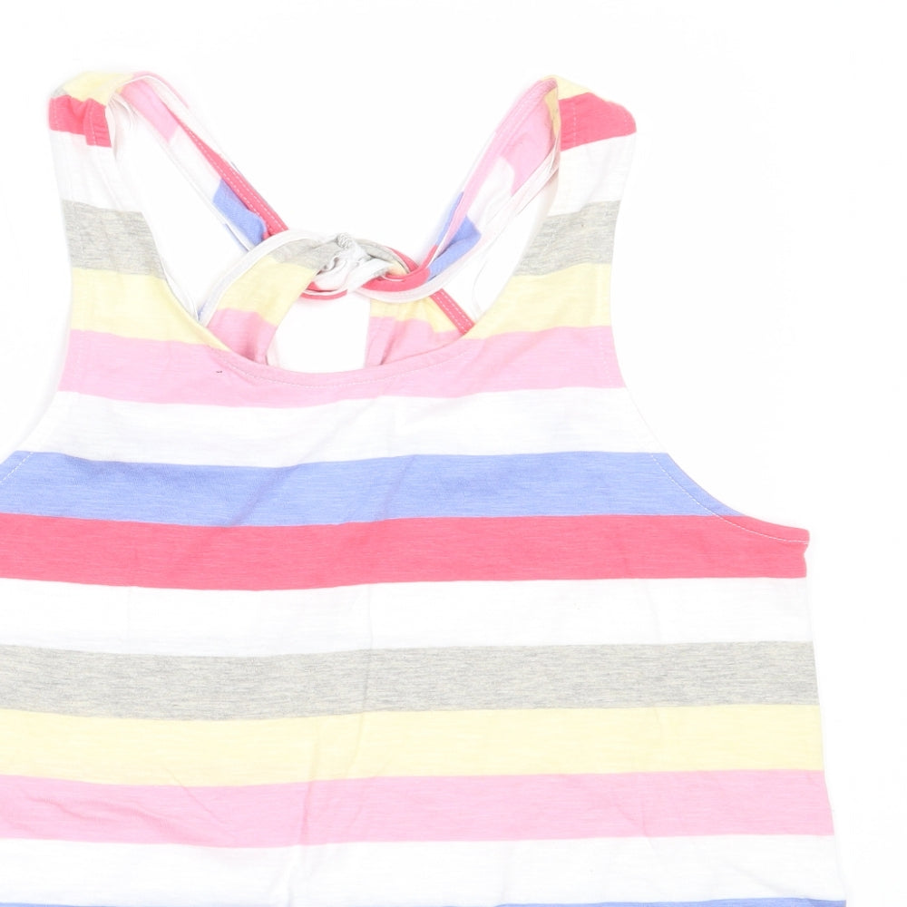F&F Womens Multicoloured Striped Cotton Basic Tank Size 12 Round Neck