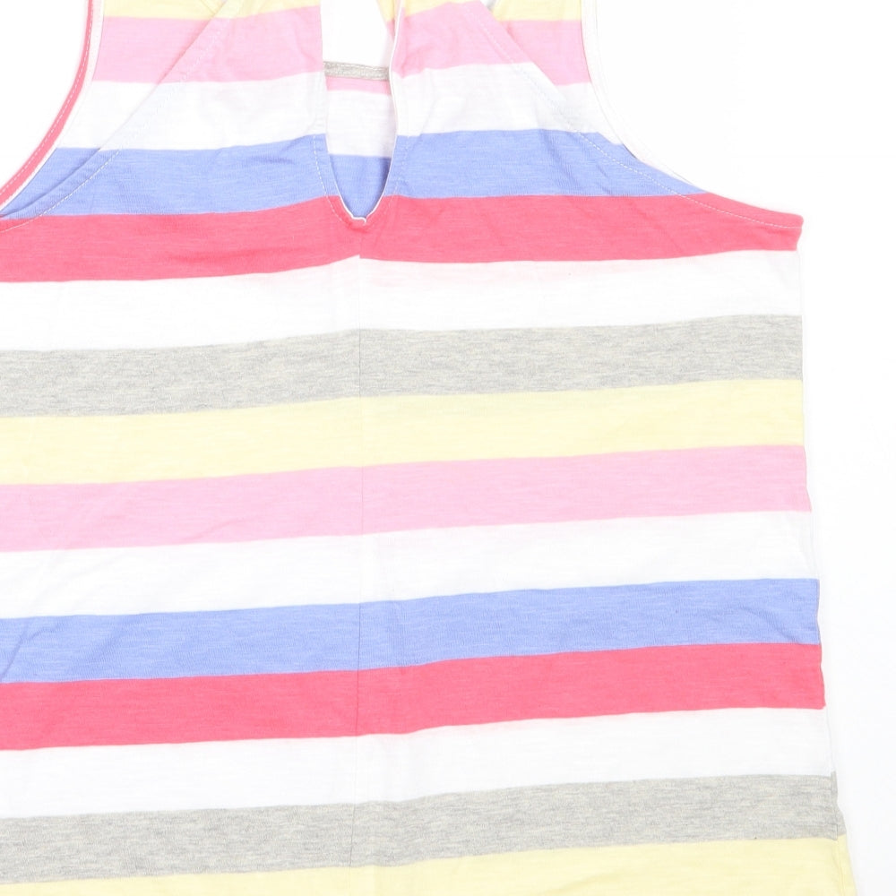 F&F Womens Multicoloured Striped Cotton Basic Tank Size 12 Round Neck