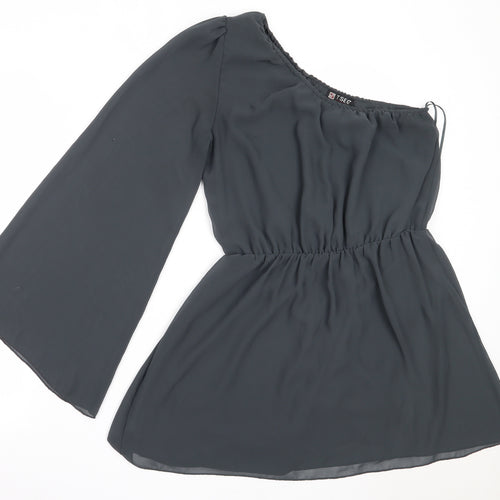 Tsega Womens Green  Polyester Basic Blouse Size 12 One Shoulder