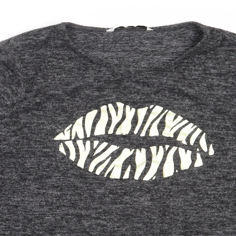 TU Womens Grey Round Neck  Polyester Pullover Jumper Size 12