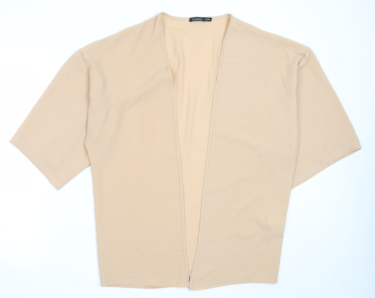 Boohoo Womens Beige Round Neck  Polyester Cardigan Jumper Size S   - kimono