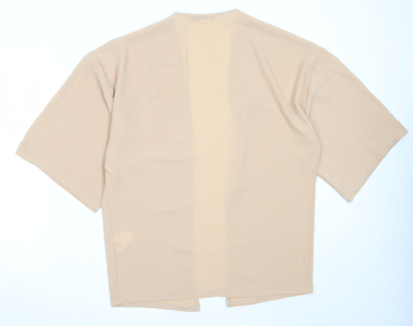 Boohoo Womens Beige Round Neck  Polyester Cardigan Jumper Size S   - kimono
