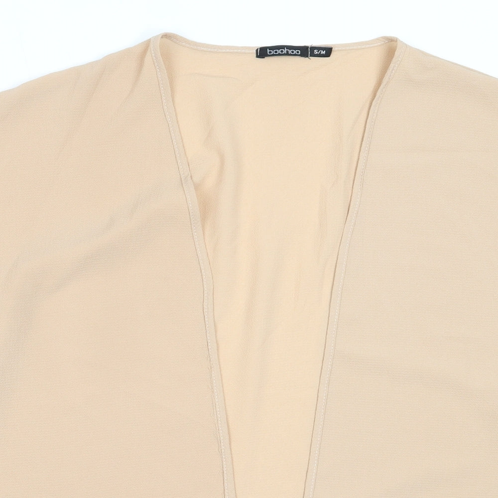 Boohoo Womens Beige Round Neck  Polyester Cardigan Jumper Size S   - kimono