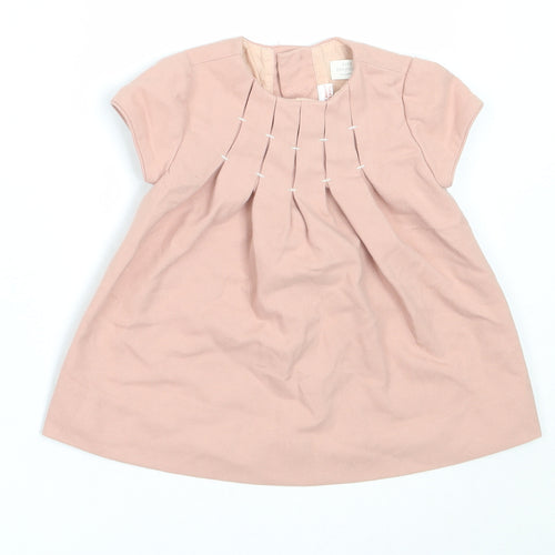 Zara Girls Pink  Cotton Shift  Size 3-6 Months  Round Neck