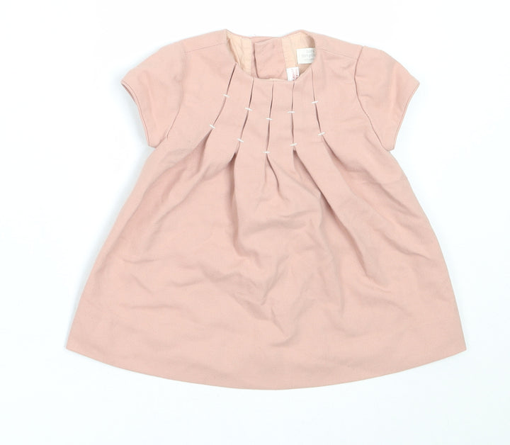 Zara Girls Pink Cotton Shift Size 3-6 Months Round Neck