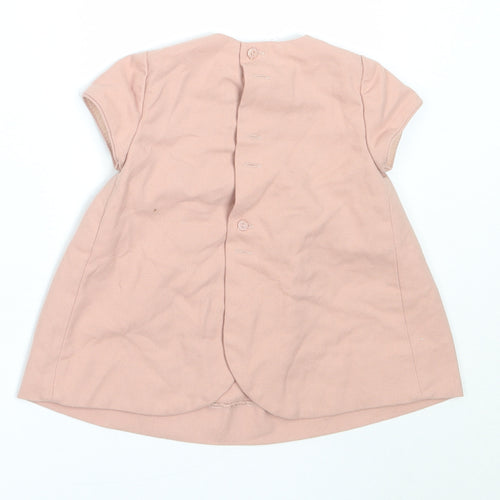 Zara Girls Pink  Cotton Shift  Size 3-6 Months  Round Neck