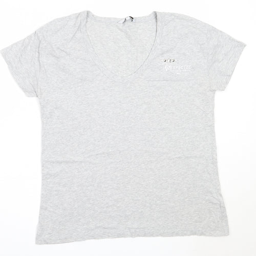 NEXT Womens Grey  Cotton Basic T-Shirt Size 14 Round Neck