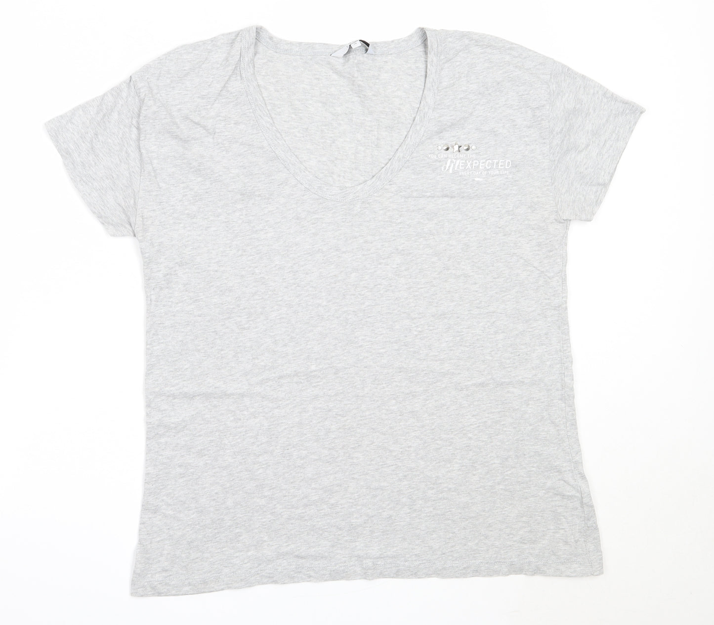 NEXT Womens Grey  Cotton Basic T-Shirt Size 14 Round Neck