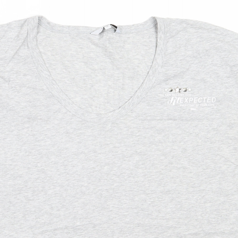 NEXT Womens Grey  Cotton Basic T-Shirt Size 14 Round Neck