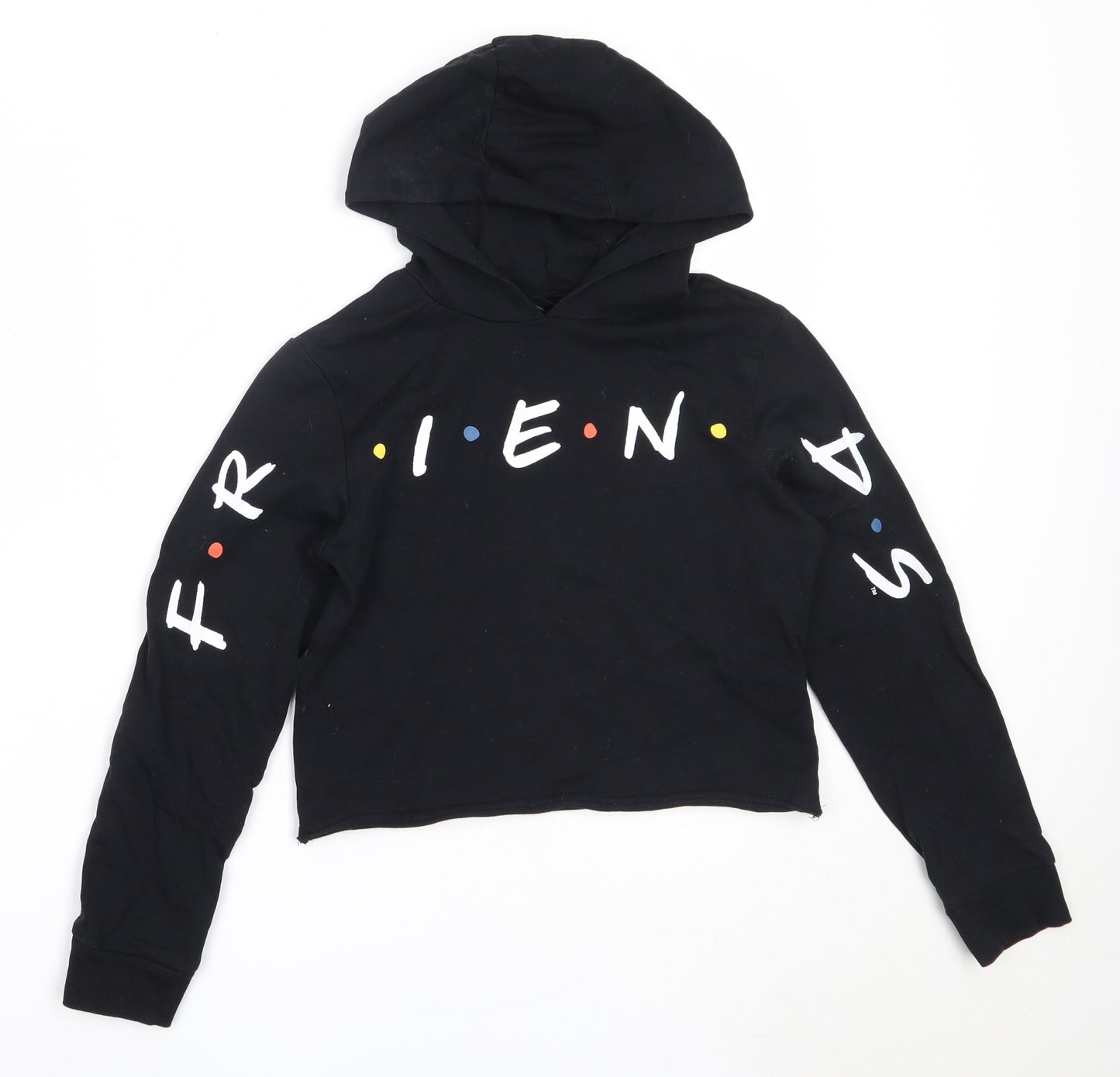 M&Co Girls Black  Cotton Pullover Hoodie Size 12 Years   - friends