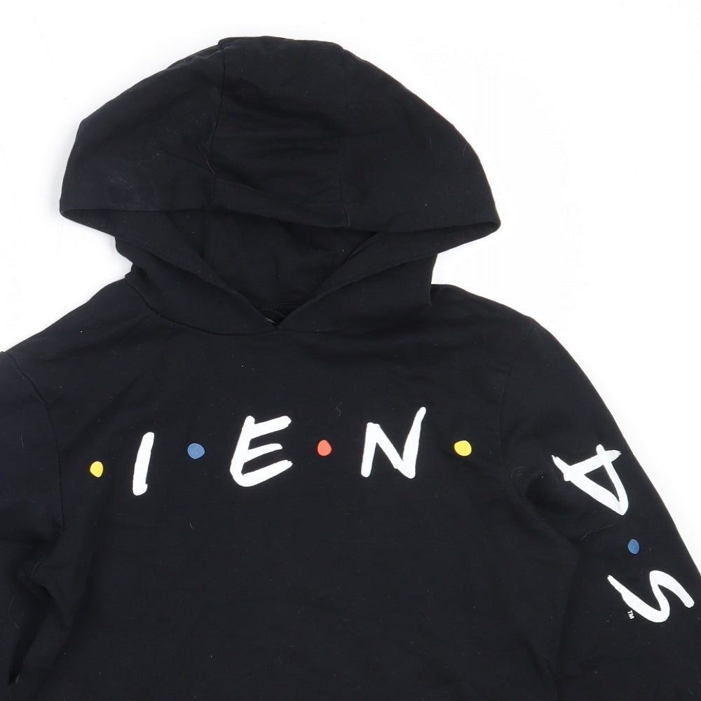M&Co Girls Black  Cotton Pullover Hoodie Size 12 Years   - friends