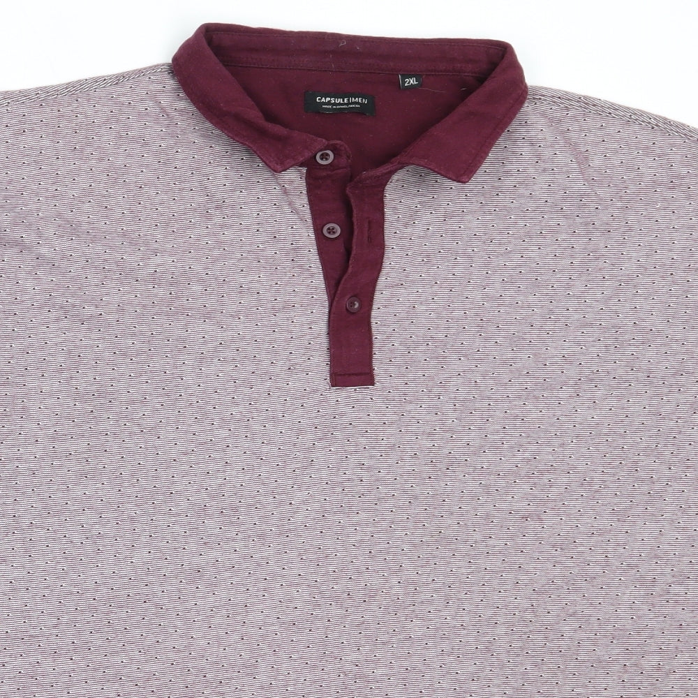 Capsule Mens Red  Cotton  Polo Size 2XL Collared