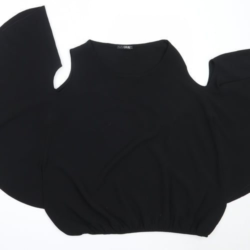 Quiz Womens Black  Polyester Basic Blouse Size 18 Round Neck