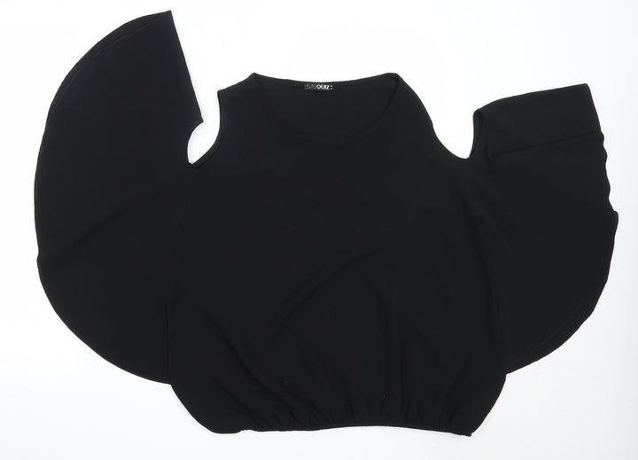 Quiz Womens Black Polyester Basic Blouse Size 18 Round Neck