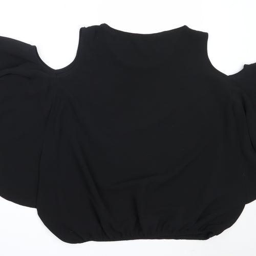 Quiz Womens Black  Polyester Basic Blouse Size 18 Round Neck