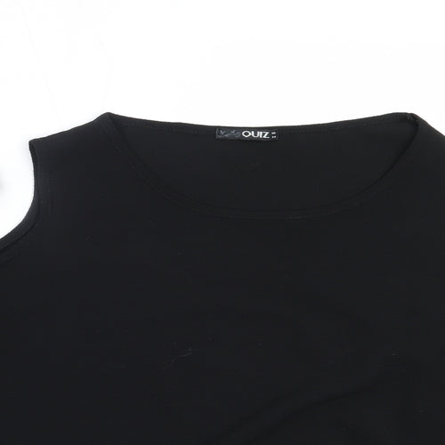 Quiz Womens Black  Polyester Basic Blouse Size 18 Round Neck