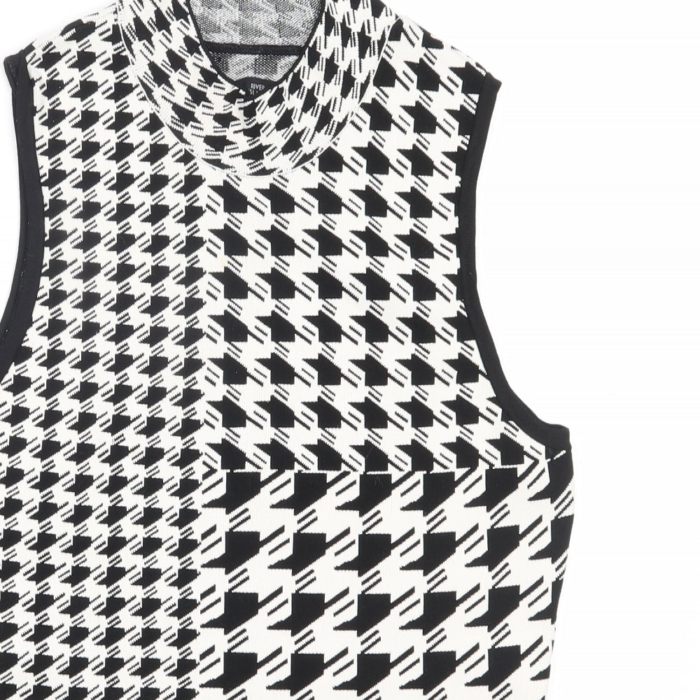 River Island Womens White  Polyamide Basic Blouse Size 14 High Neck