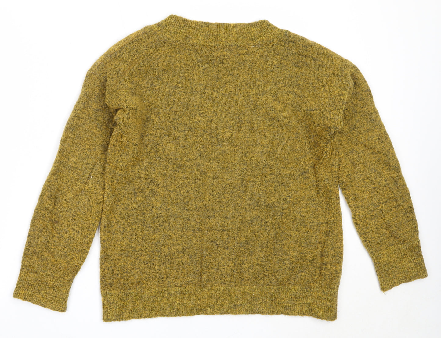 Imitz Womens Green V-Neck  Acrylic Pullover Jumper Size M