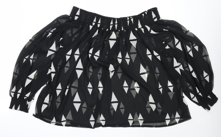 H&M Womens Black  Polyester Basic Blouse Size 10 Off the Shoulder