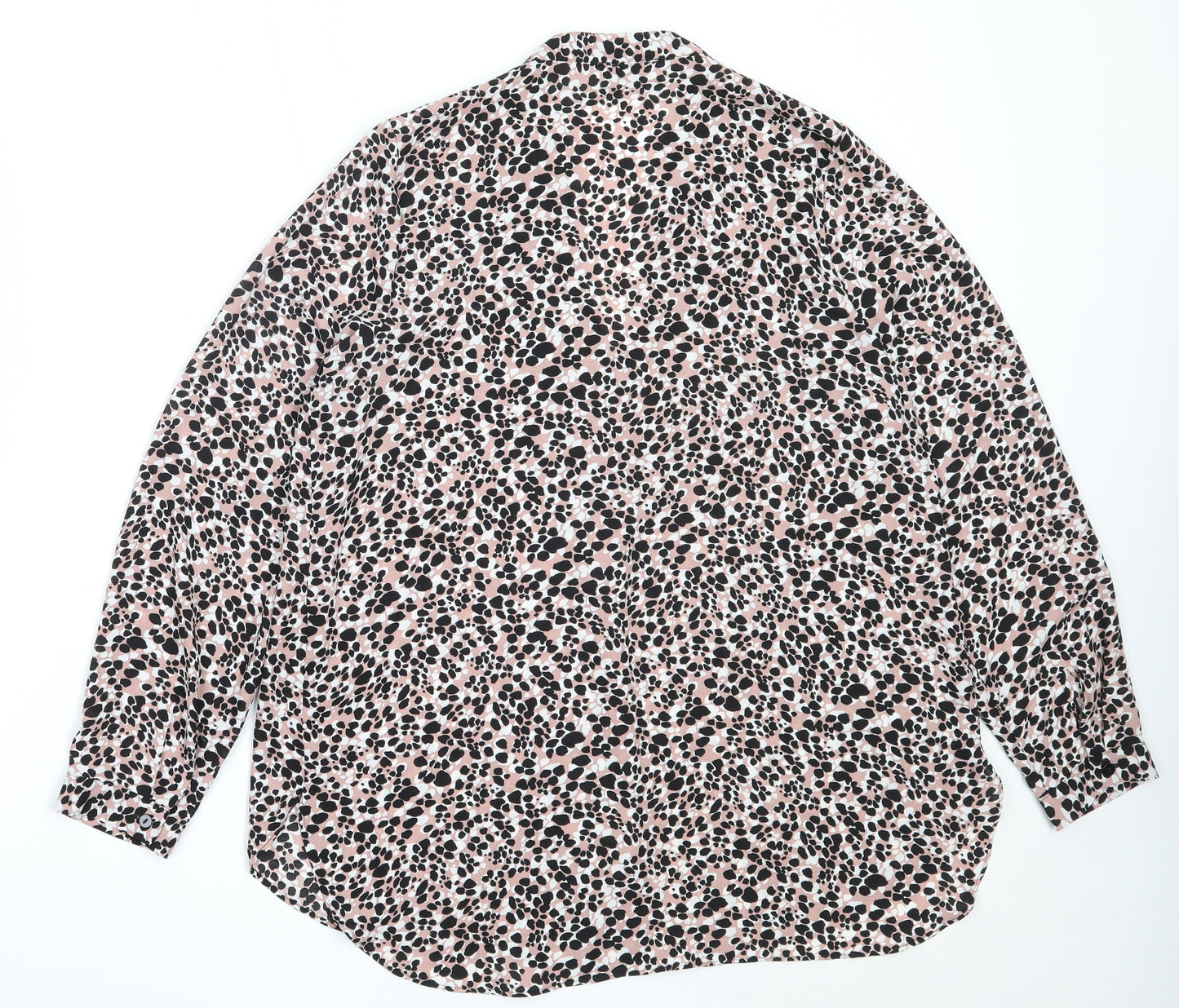 Papaya Womens Pink Animal Print Polyester Basic Blouse Size 12 V-Neck