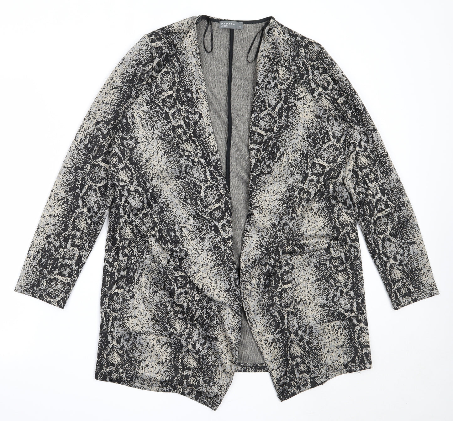 Papaya Womens Black Animal Print  Jacket  Size 12