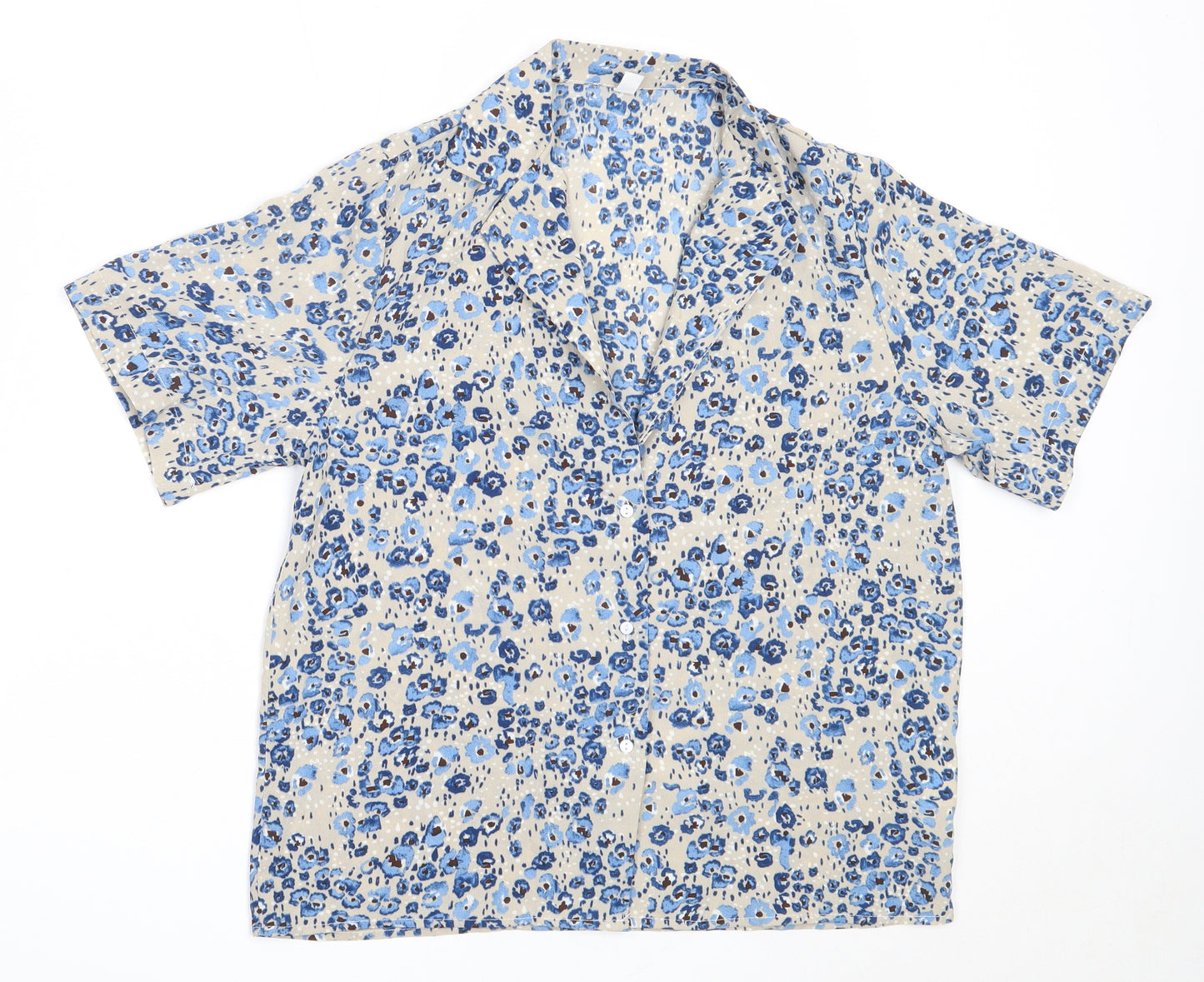SheIn Womens Blue  Polyester Basic Button-Up Size S Collared