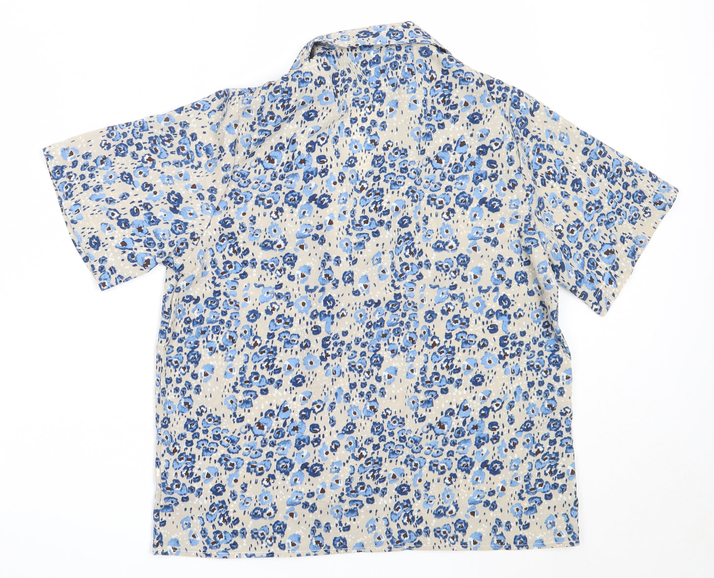 SheIn Womens Blue  Polyester Basic Button-Up Size S Collared