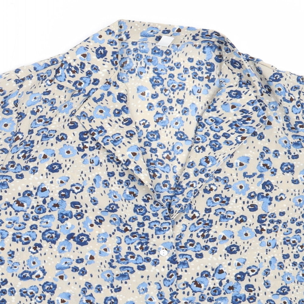 SheIn Womens Blue  Polyester Basic Button-Up Size S Collared