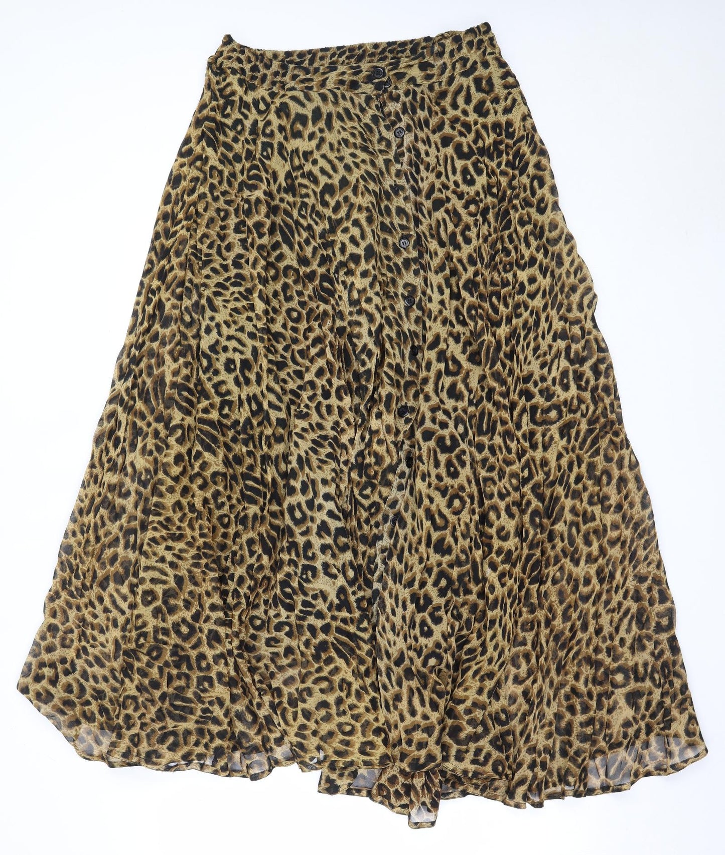 Preworn Womens Beige Animal Print Polyester Maxi Skirt One Size