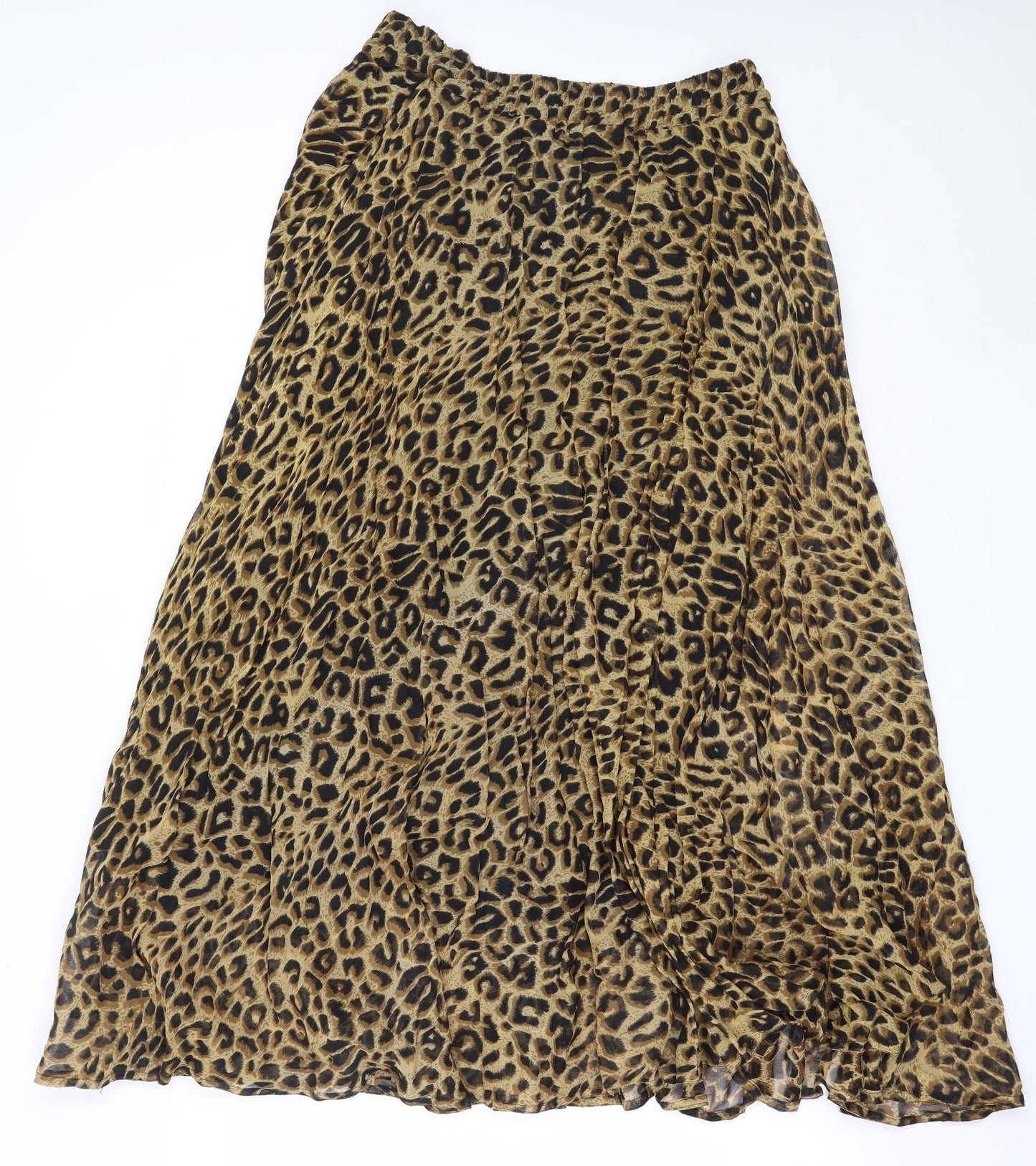Preworn Womens Beige Animal Print Polyester Maxi Skirt One Size