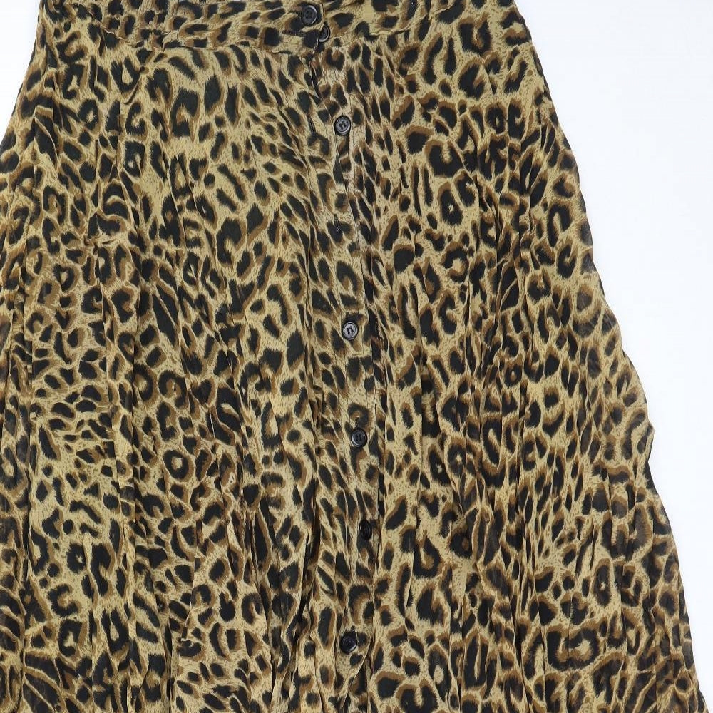 Preworn Womens Beige Animal Print Polyester Maxi Skirt One Size