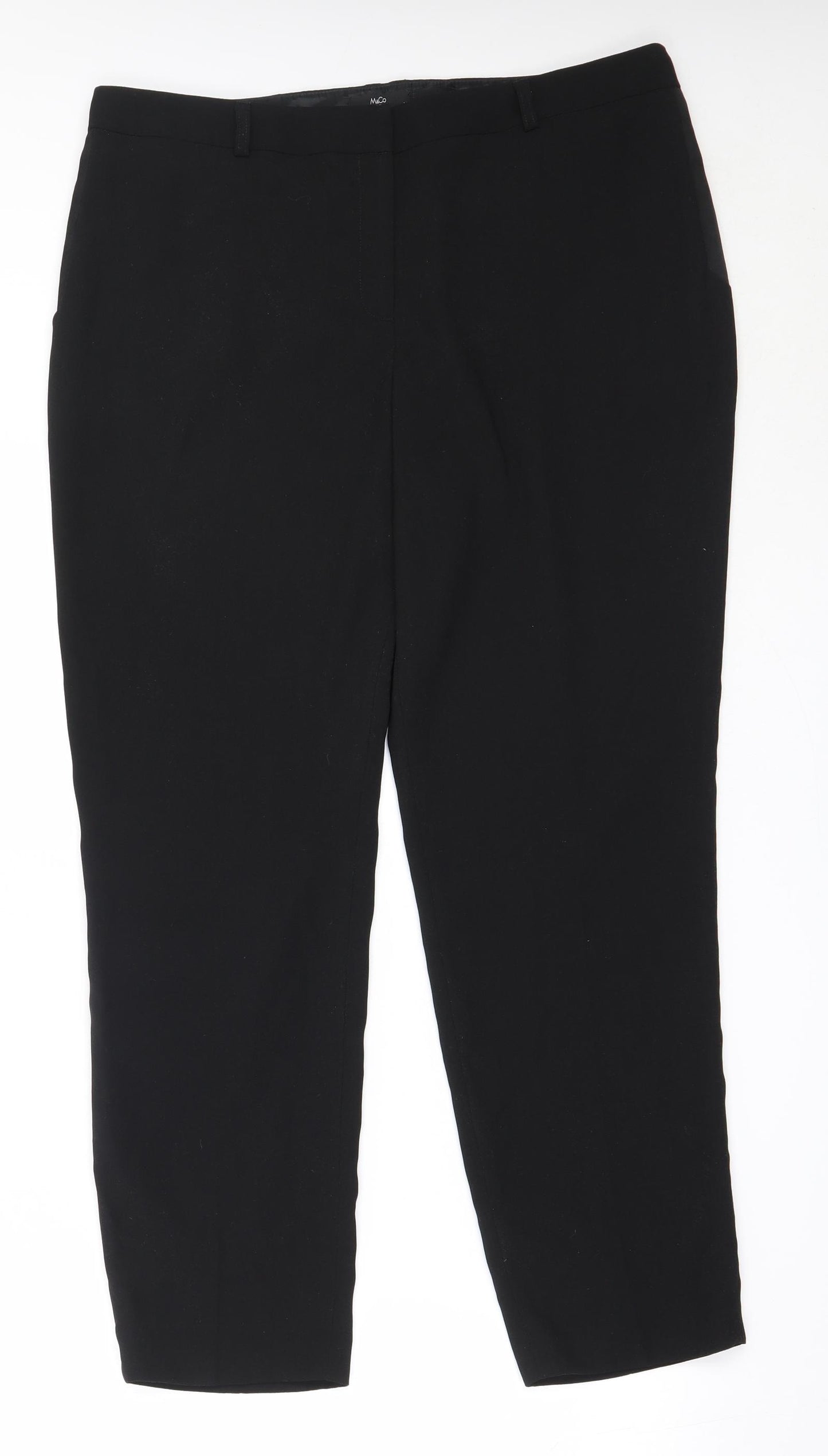 M&Co Womens Black  Polyester Trousers  Size 14 L27.5 in Regular