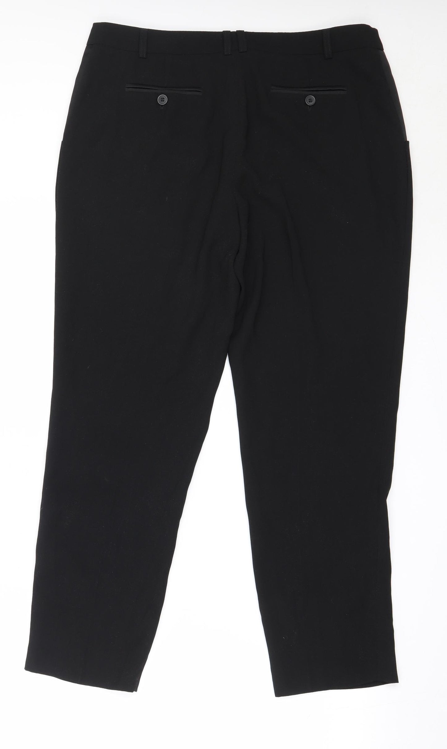 M&Co Womens Black  Polyester Trousers  Size 14 L27.5 in Regular