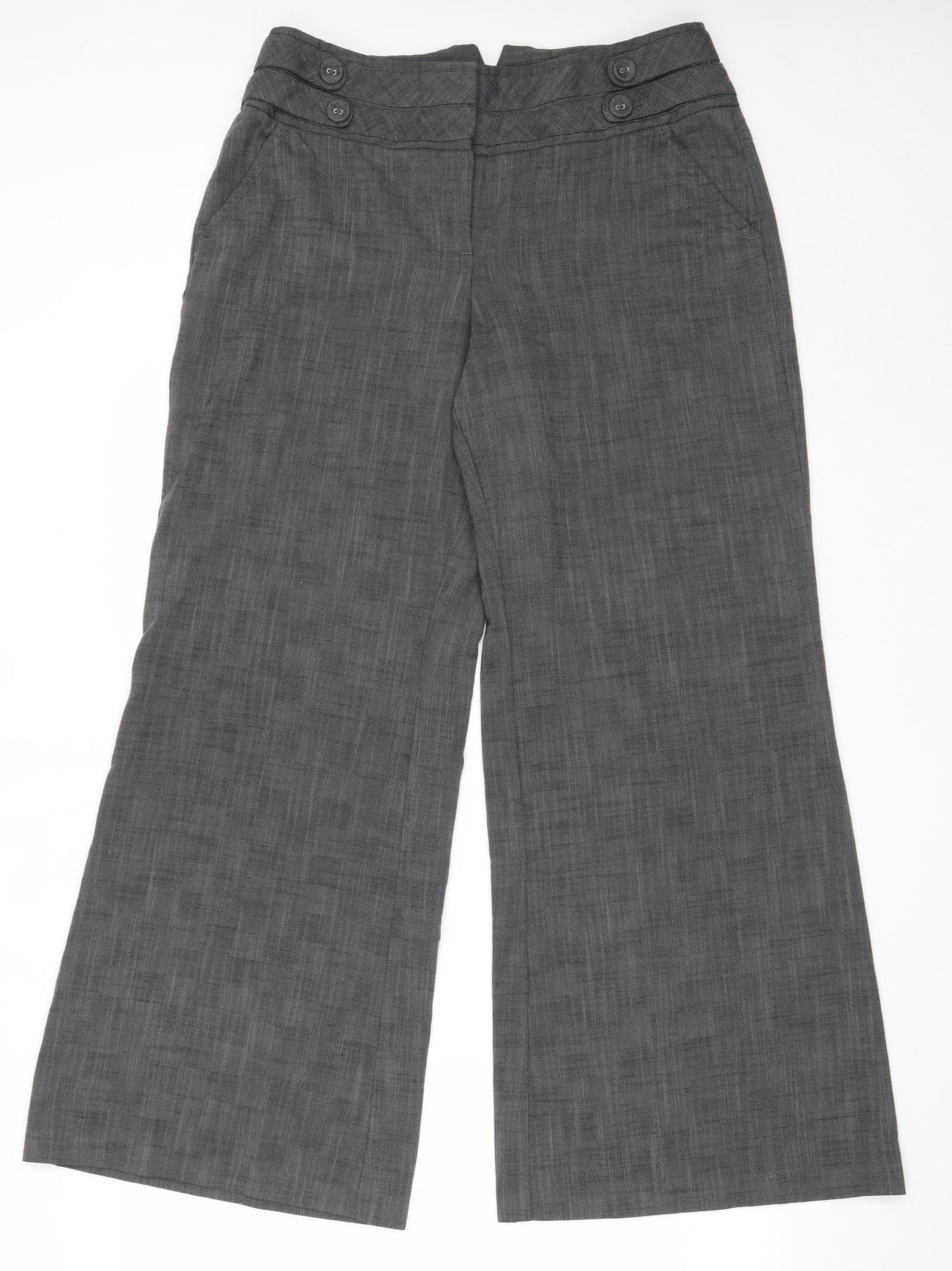 NEXT Womens Grey  Polyester Trousers  Size 14 L30.5 in Regular