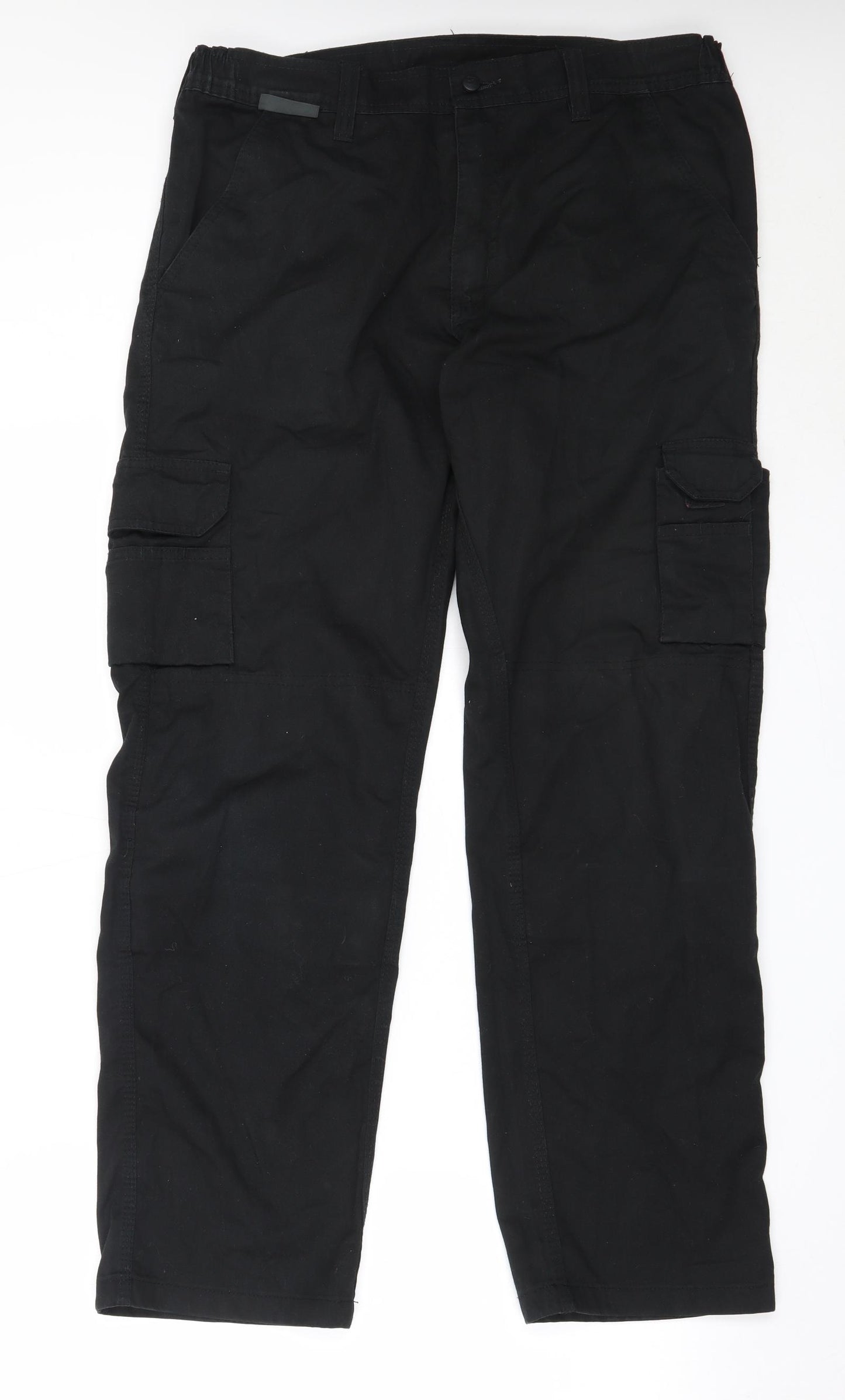 Rokwear Mens Black  Polyester Cargo Trousers Size 34 in L31 in Regular