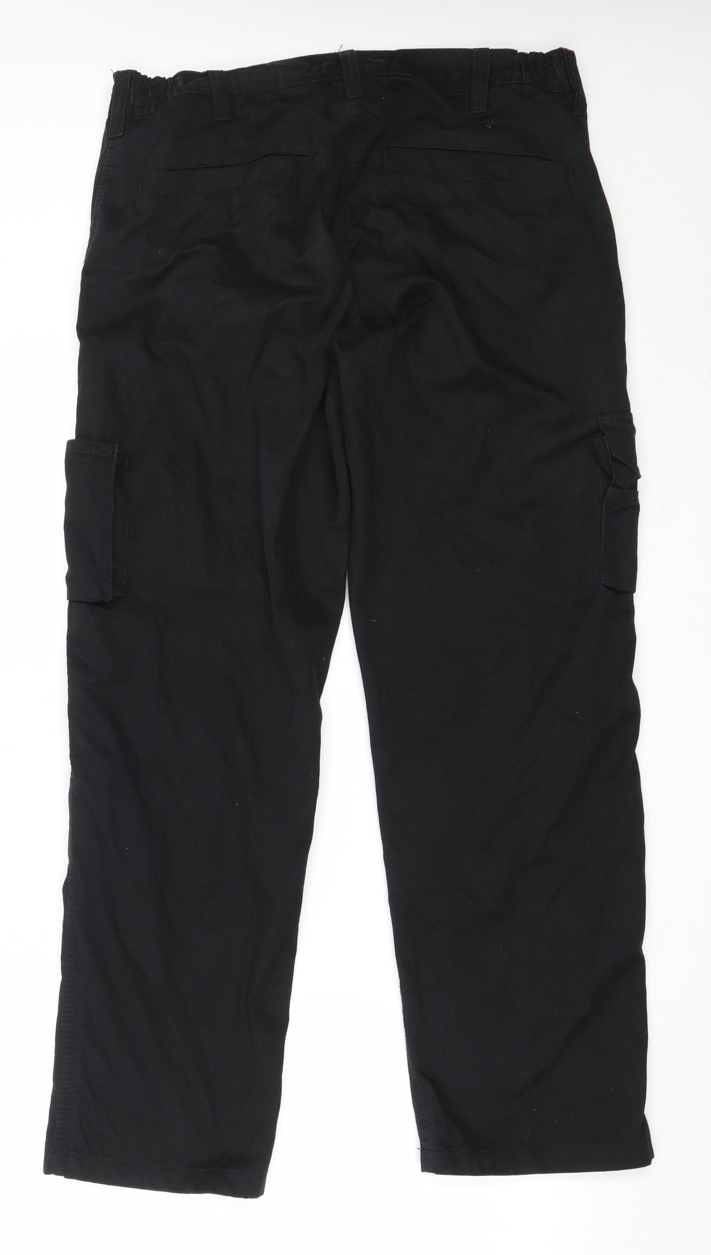 Rokwear Mens Black  Polyester Cargo Trousers Size 34 in L31 in Regular