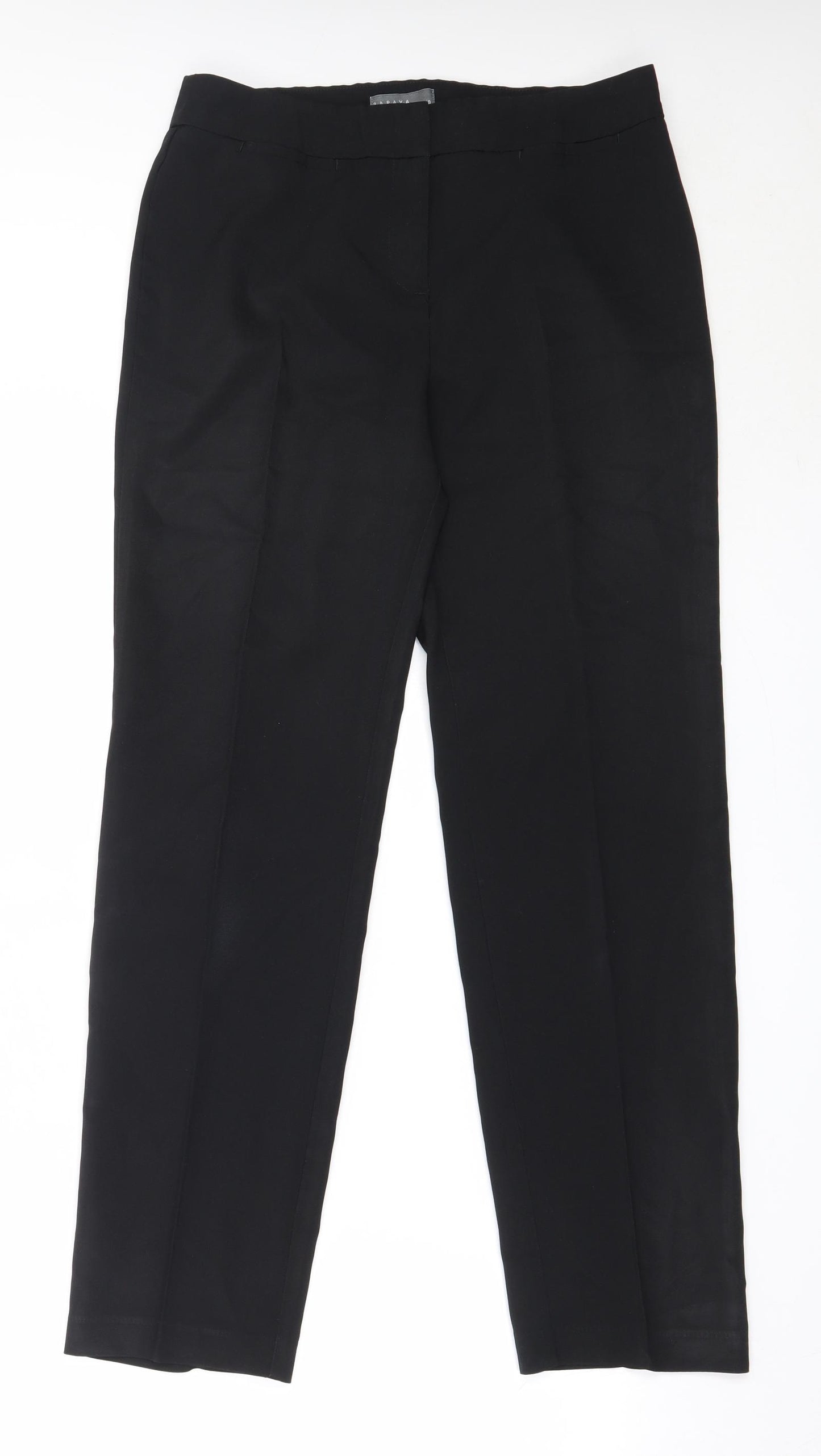 Papaya Womens Black  Polyester Trousers  Size 10 L28.5 in Regular