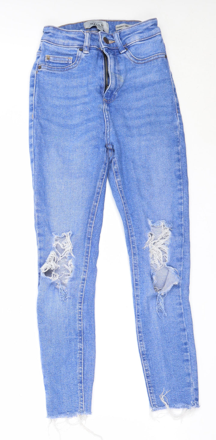 New Look Womens Blue Cotton Skinny Jeans Size 6 L23 in Regular