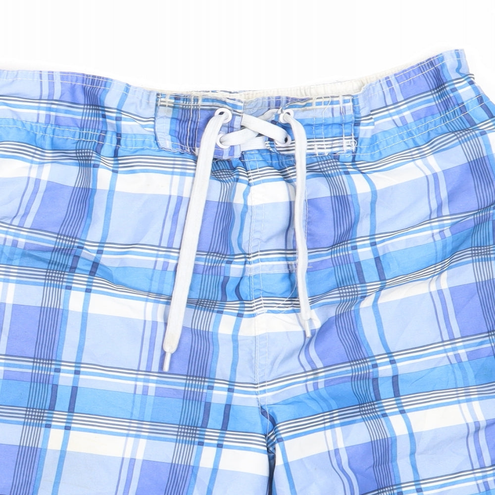 Cedar Wood State Mens Blue Check Polyester Bermuda Shorts Size M  Regular  - swim shorts