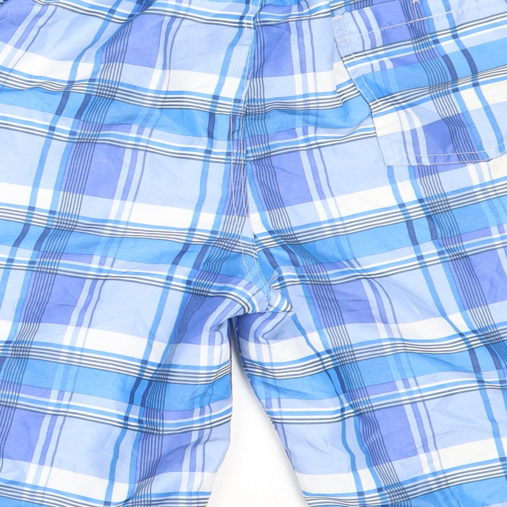 Cedar Wood State Mens Blue Check Polyester Bermuda Shorts Size M  Regular  - swim shorts