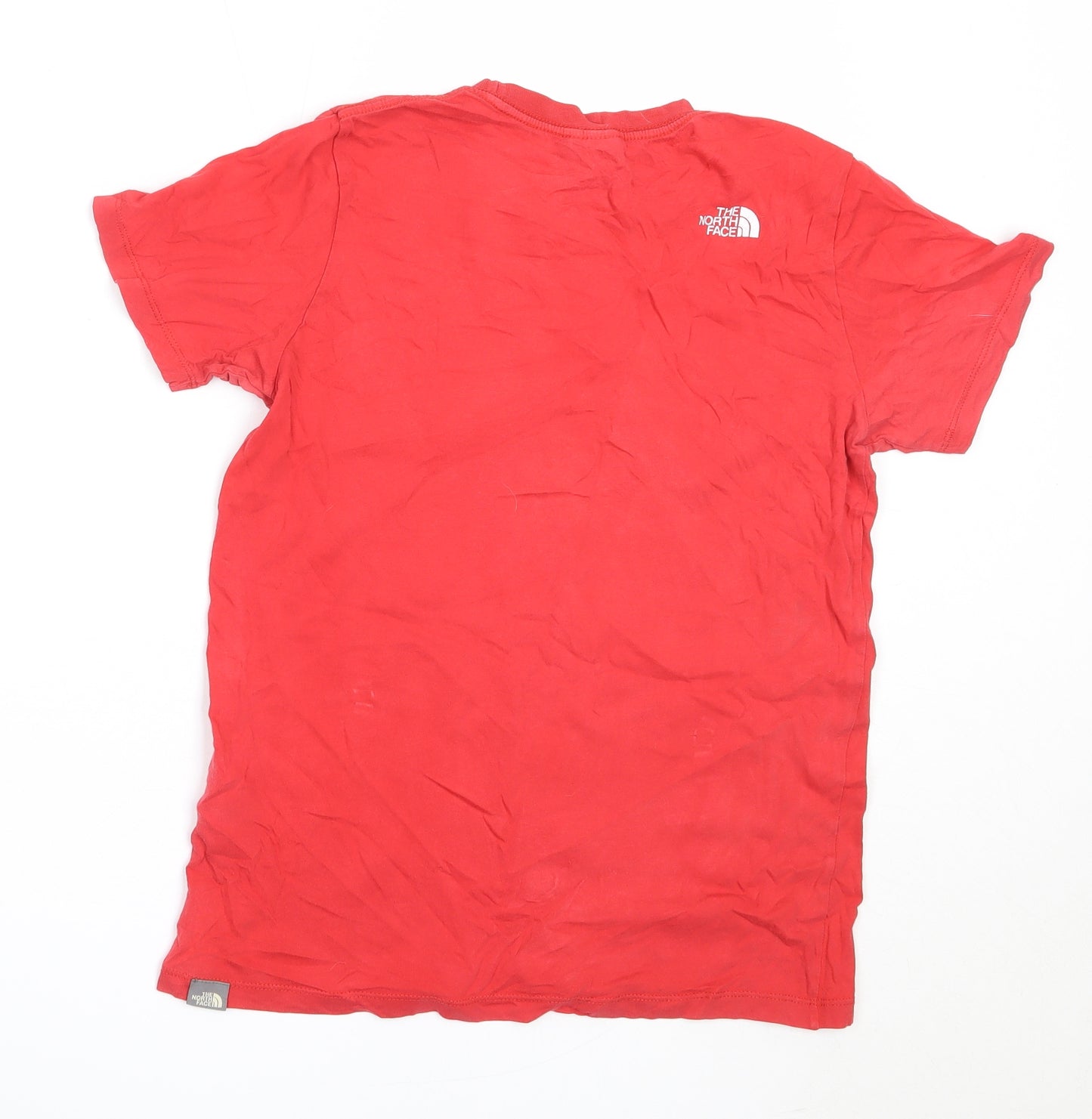The North Face Boys Red  Cotton Basic T-Shirt Size L Round Neck
