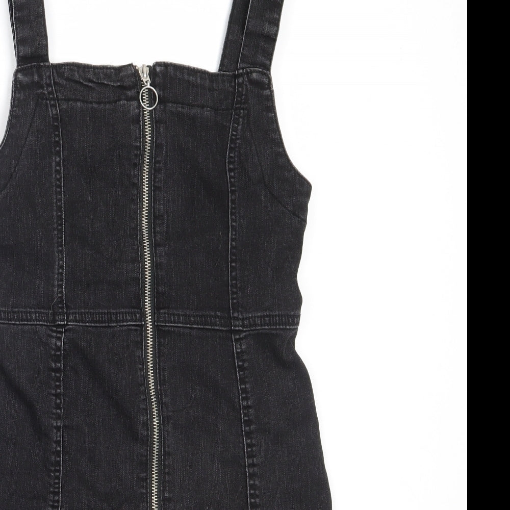 Primark Womens Black Cotton Pinafore/Dungaree Dress Size 10 Square Nec –  Preworn