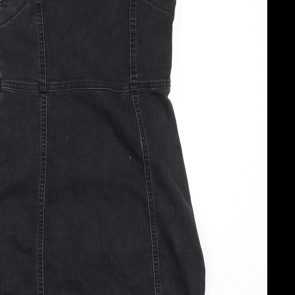 Primark Womens Black Cotton Pinafore/Dungaree Dress Size 10 Square Nec –  Preworn
