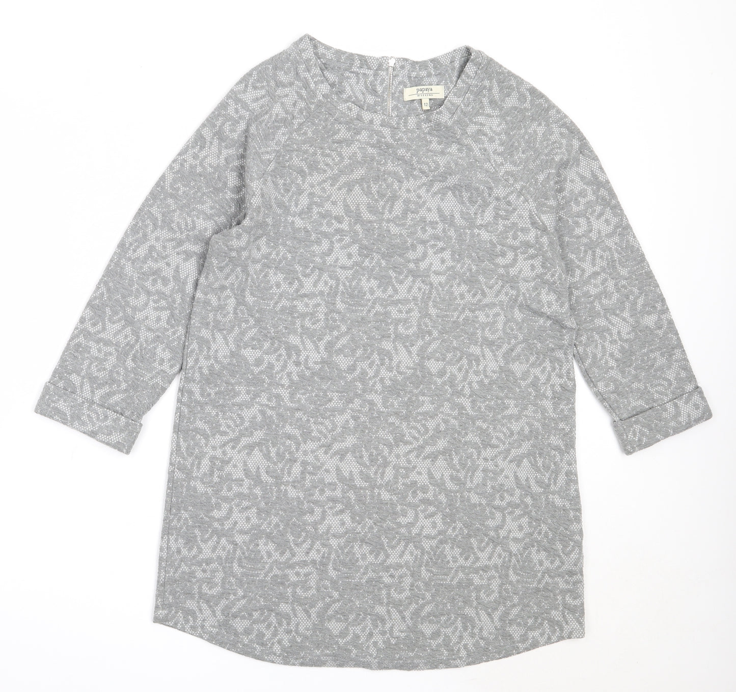 Papaya Womens Grey Round Neck  Polyester Pullover Jumper Size 12