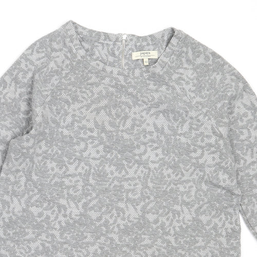 Papaya Womens Grey Round Neck  Polyester Pullover Jumper Size 12