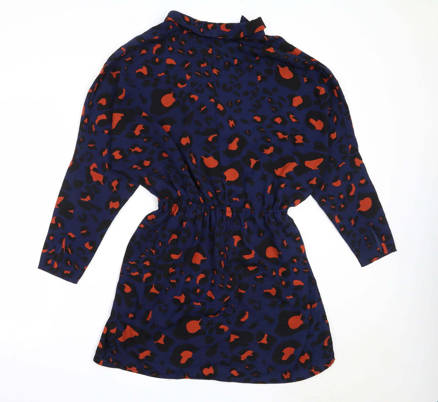 AX Paris Womens Blue Animal Print Polyester Fit & Flare  Size 12  Collared